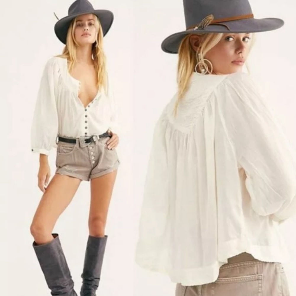 FREE PEOPLE COOL MEADOW BUTTON DOWN  TOP 9